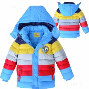 the light blue version front view of our new 2017 rainbow colored jackets for boys and girls